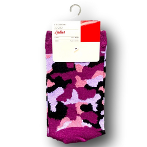 3/$15 Pink & Purple Camouflage Funny Novelty Socks - Brand New
